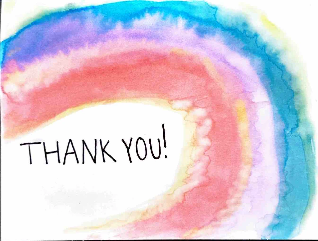 Original hand-drawn Watercolor Thank You card by Viv