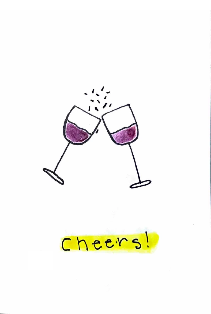 Original hand-drawn Cheers! card by Viv