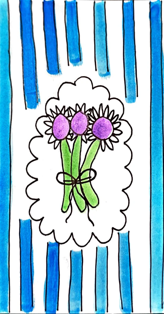 Original hand-drawn Flower Bouquet card by Viv