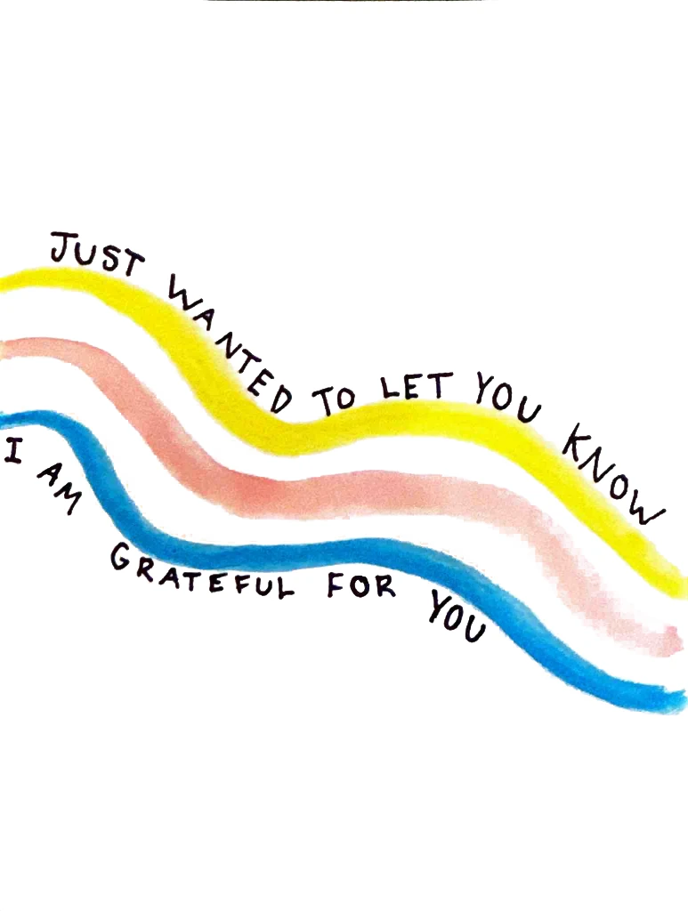 Original hand-drawn Grateful for You card by Viv