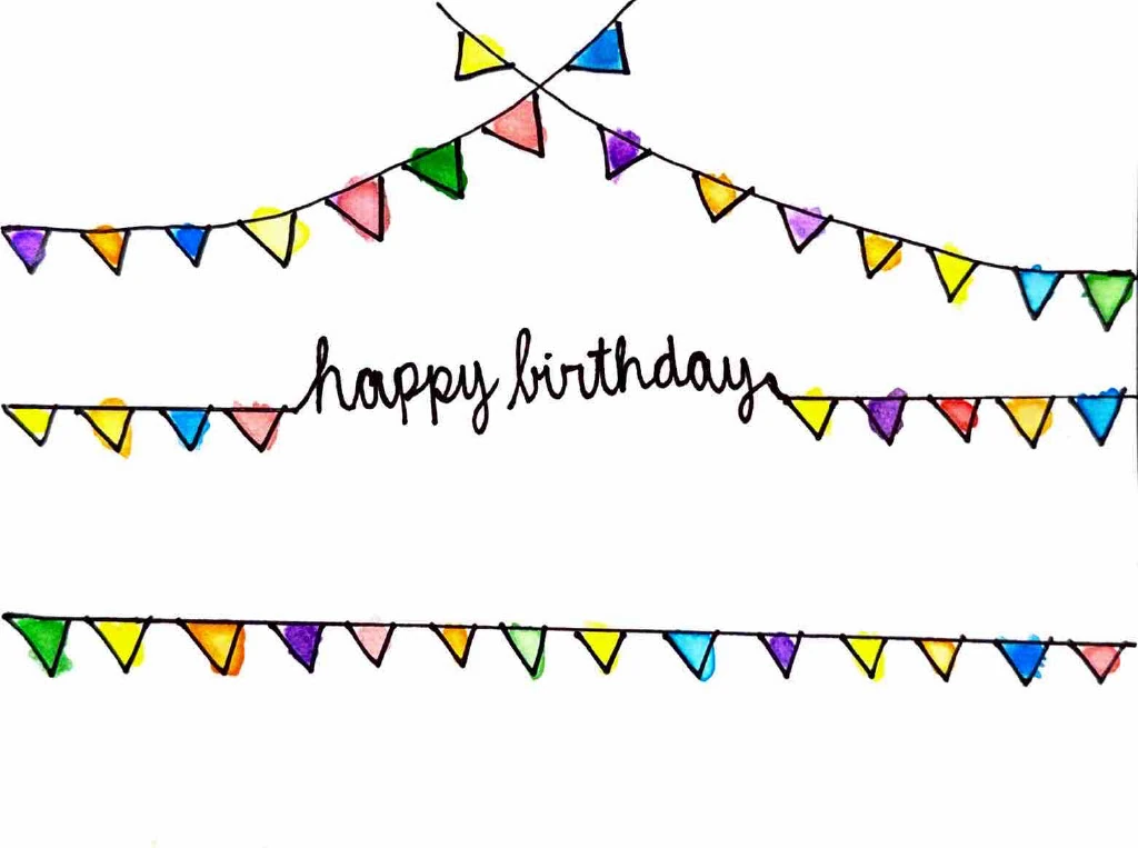 Original hand-drawn Birthday Bunting card by Viv