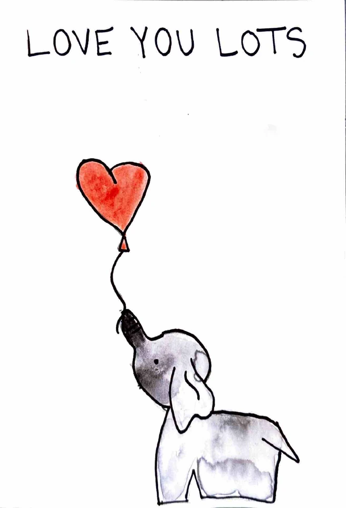 Original hand-drawn Love You Lots card by Viv