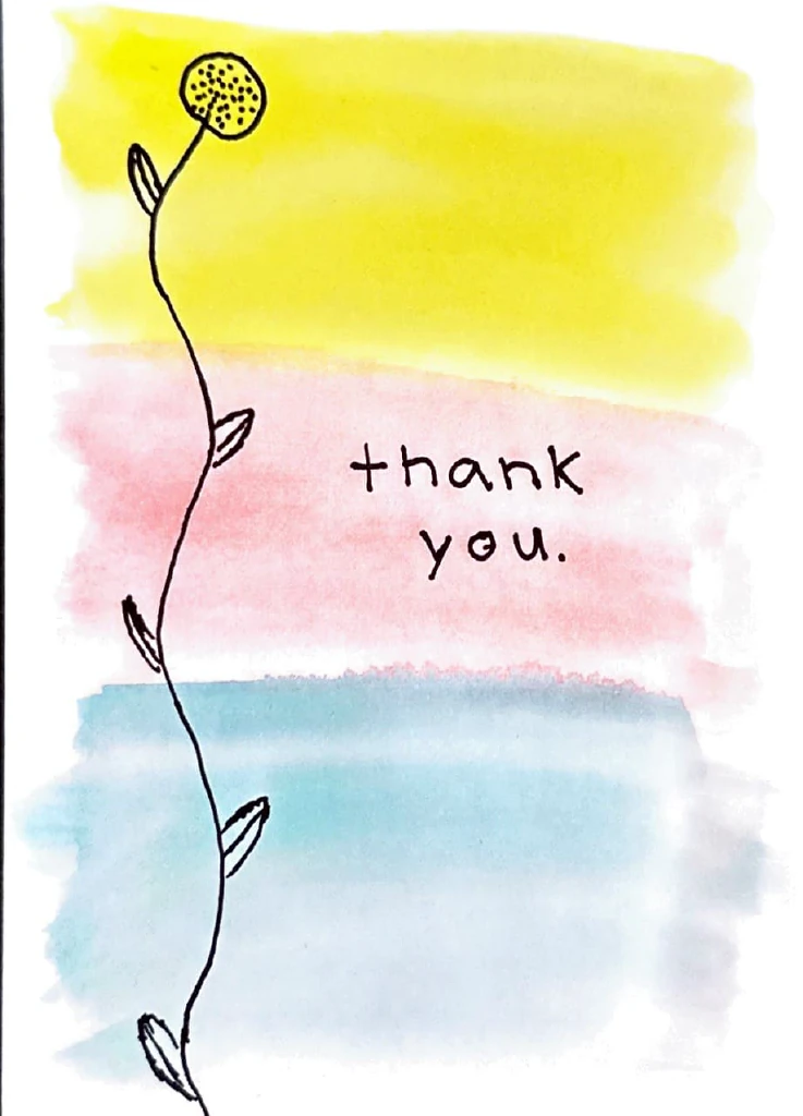 Original hand-drawn Flower Thank You card by Viv