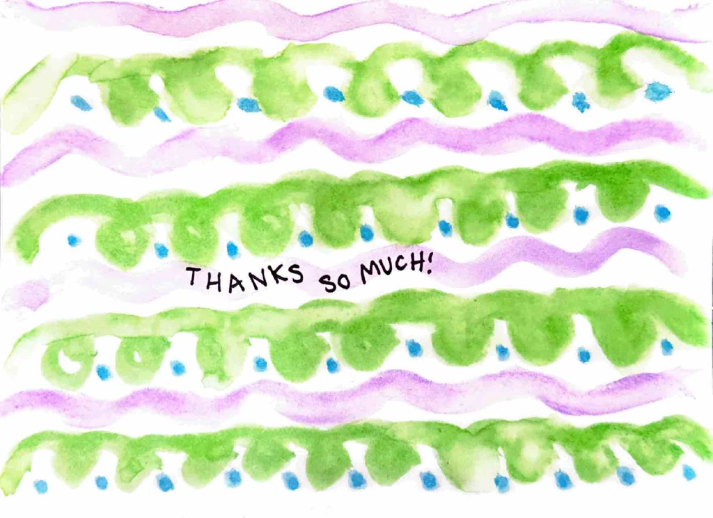Original hand-drawn Thanks So Much card by Viv