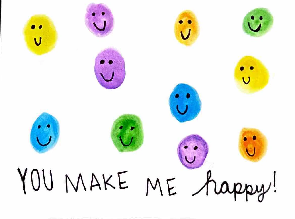 Original hand-drawn You Make Me Happy card by Viv