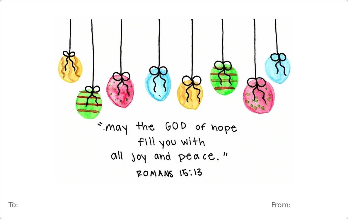 Viv’s hand-drawn Joy & Peace Christmas artwork with To and From placed to match the actual printed gift tag